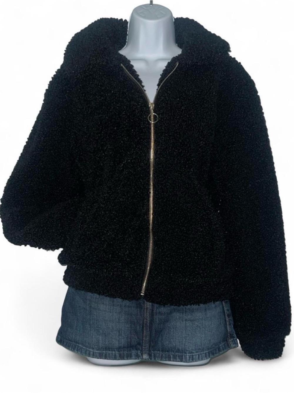 Ambiance Black Teddy Zip-Up Hooded Jacket